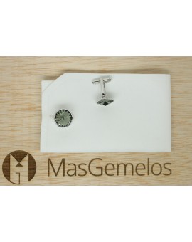 Grey Swarovski Circle Cufflinks 