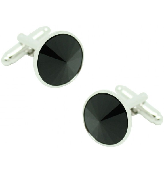 Black Swarovski Circle Cufflinks 