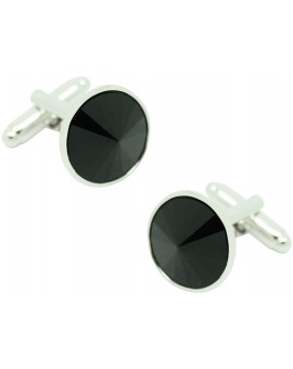 Black Swarovski Circle Cufflinks 