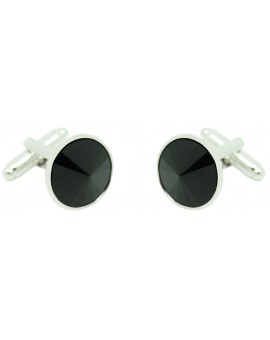 Black Swarovski Circle Cufflinks  2