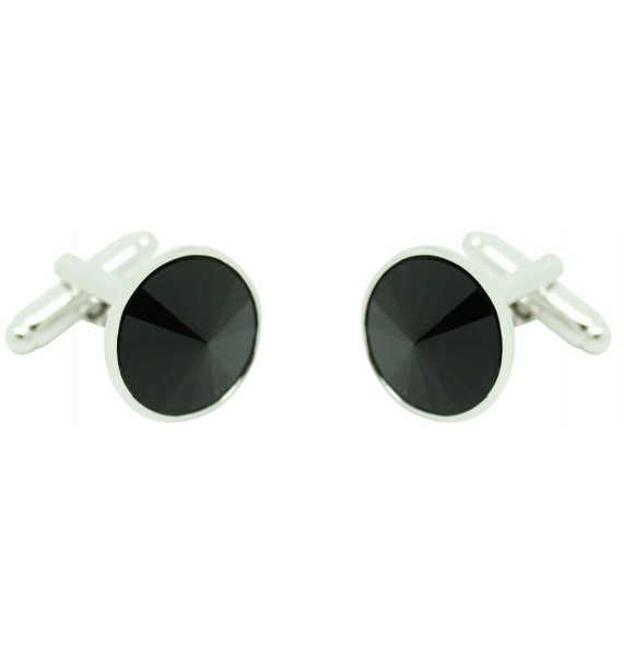 Black Swarovski Circle Cufflinks 