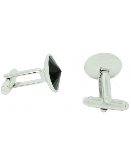 Black Swarovski Circle Cufflinks 