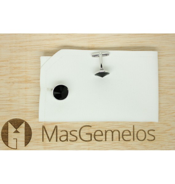 Black Swarovski Circle Cufflinks 
