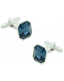 Gemelos para camisa Octógono Swarovski Azul 