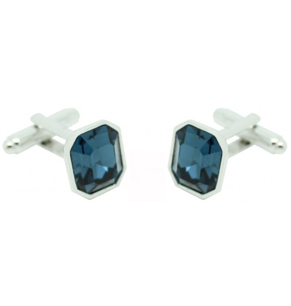 Gemelos para camisa Octógono Swarovski Azul 