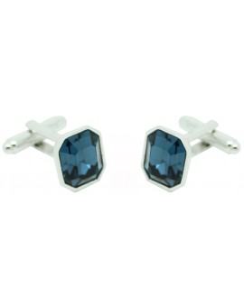 Gemelos para camisa Octógono Swarovski Azul 