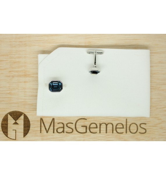 Gemelos para camisa Octógono Swarovski Azul 