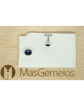 Gemelos para camisa Octógono Swarovski Azul 