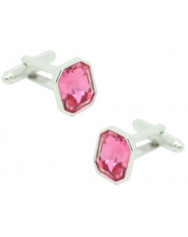 Pink Swarovski Octagon Cufflinks 