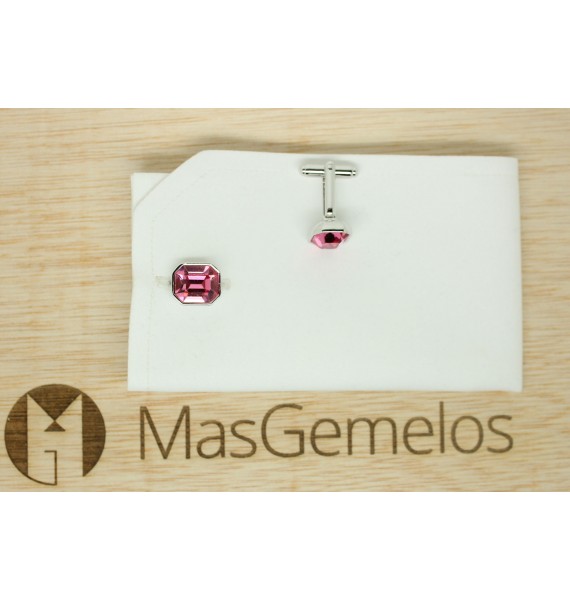 Gemelos para camisa Octógono Swarovski Rosa 