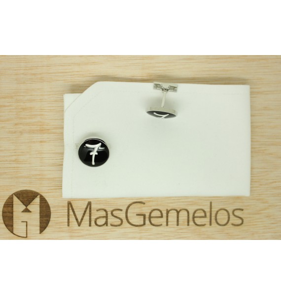 Gemelos camisa Skultuna Número 7 negro Diseño Lino Ieluzzi