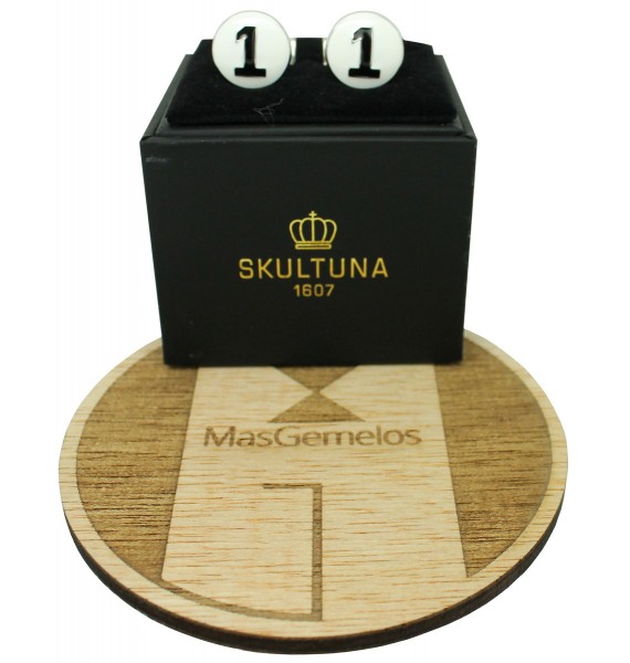 Gemelos personalizado numero 1  blanco Skultuna racer 