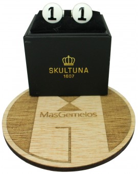 Silver Racer Skultuna Cufflinks - White