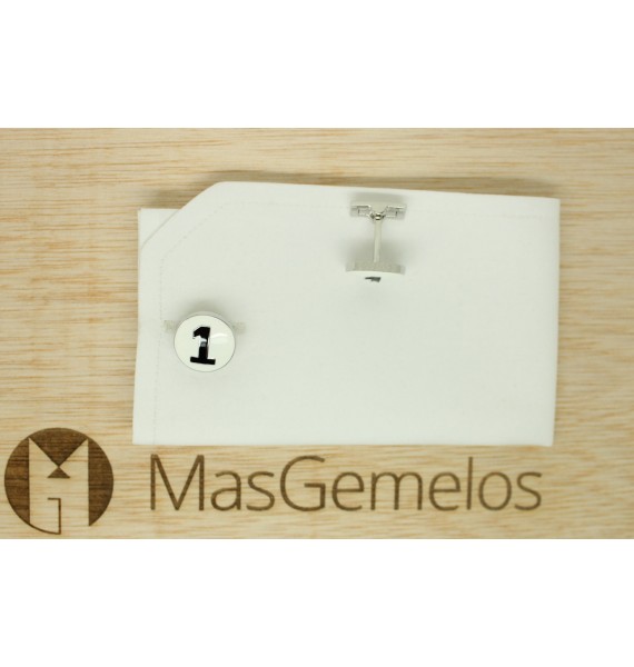 Gemelos para camisa skultuna racer numero 1 blanco