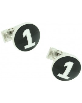 Silver Racer Skultuna Cufflinks - Black