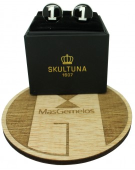 Silver Racer Skultuna Cufflinks - Black