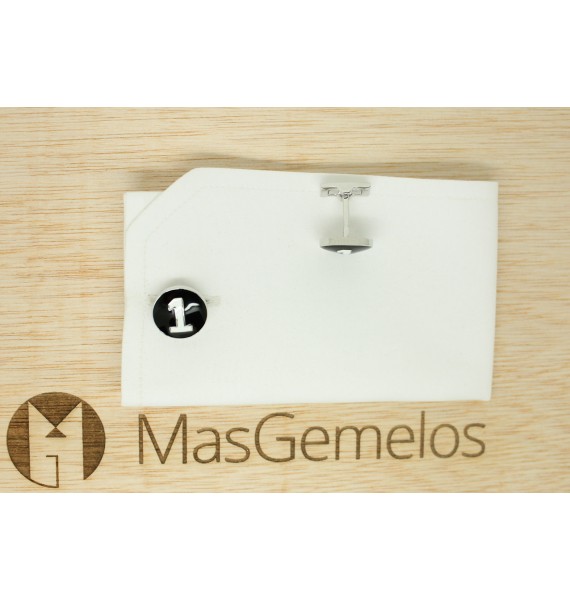 Gemelos para camisa skultuna racer negro numero 1