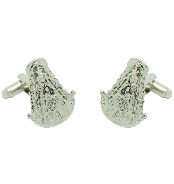 gemelos de camisa virgen del rocio plateado