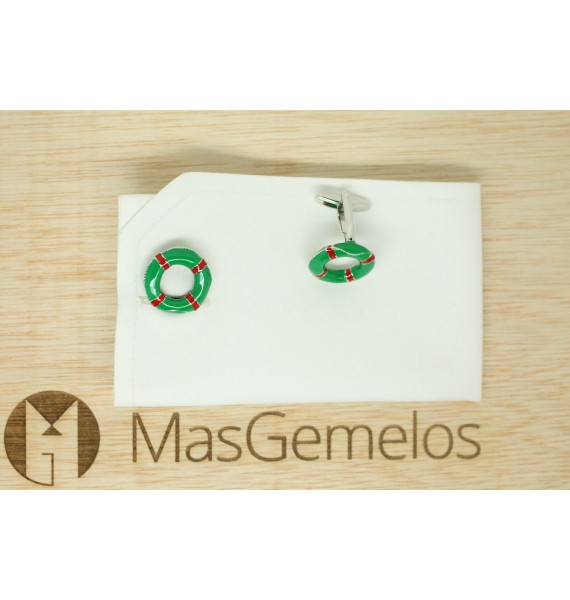 Green Lifebelt Cufflinks 