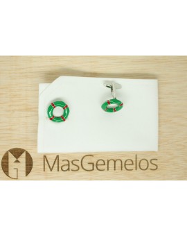 Green Lifebelt Cufflinks 