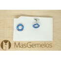 gemelos de camisa salvavidas azul esmaltado