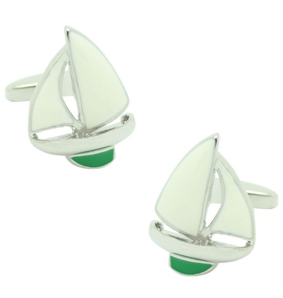 Green Sailboat Cufflinks 