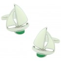 Green Sailboat Cufflinks 
