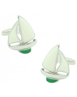 Green Sailboat Cufflinks 