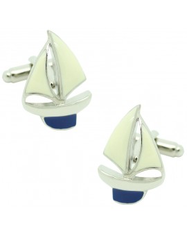 Navy Blue Sailboat Cufflinks 