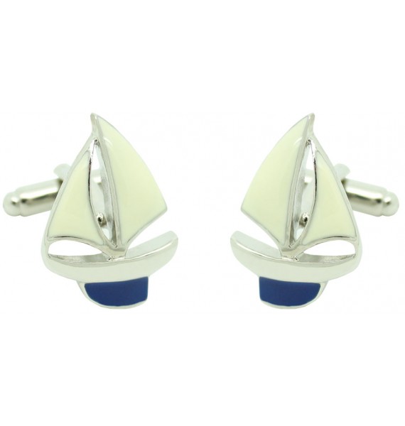 Navy Blue Sailboat Cufflinks 