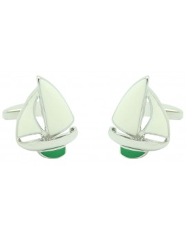Green Sailboat Cufflinks  2