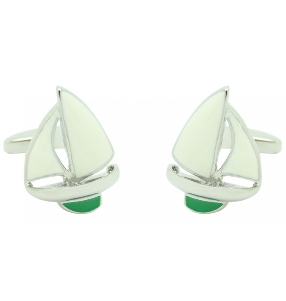Green Sailboat Cufflinks 