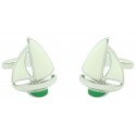 Green Sailboat Cufflinks 
