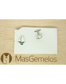 Green Sailboat Cufflinks 