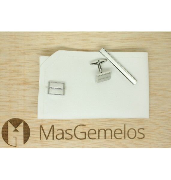 Rectangles Cufflinks and Tie Bar