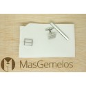 gemelos personalizados plateado lineas y alfiler corbata