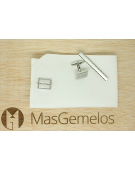Rectangles Cufflinks and Tie Bar