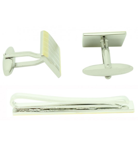 Striped Cufflinks and Tie Bar