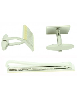 Striped Cufflinks and Tie Bar