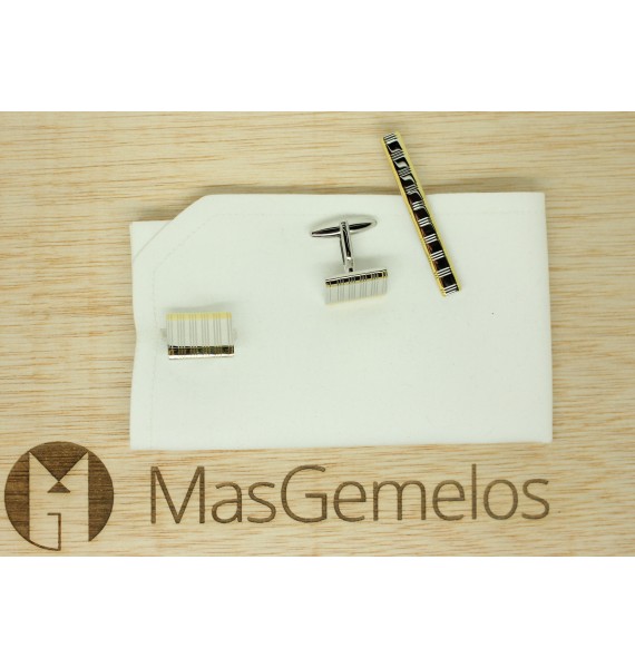 Striped Cufflinks and Tie Bar