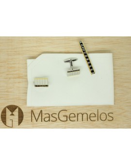 Striped Cufflinks and Tie Bar