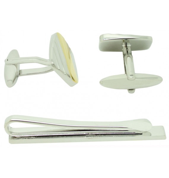 Curve Lines Cufflinks and Tie Bar