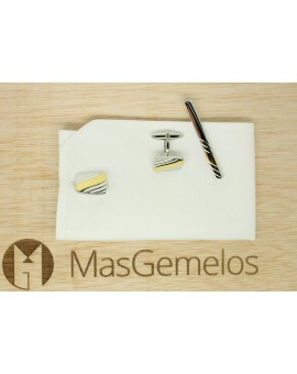Curve Lines Cufflinks and Tie Bar