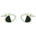 Black and Silver Oval Cufflinks
