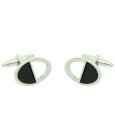 Black and Silver Oval Cufflinks