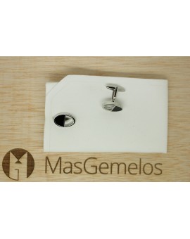 Black and Silver Oval Cufflinks