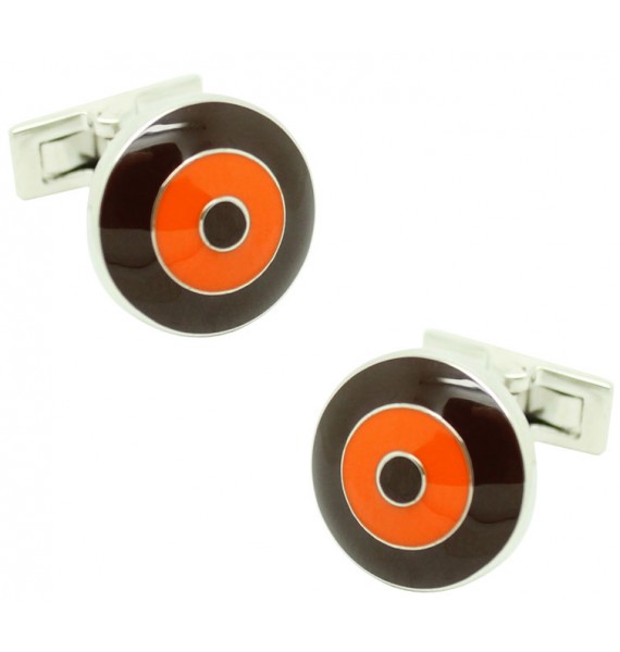 Brown and Orange Bomber V.2 Skultuna Cufflinks