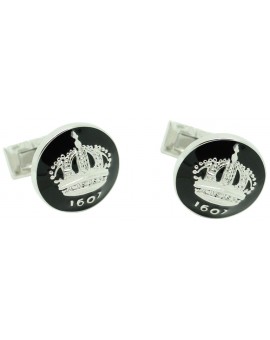 Gemelos para camisa Corona de Skultuna - Negro