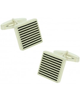 Gemelos para camisa Cuadrado Rejilla Plata 925