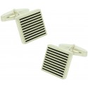 Gemelos para camisa Cuadrado Rejilla Plata 925
